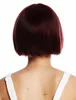 WIG ME UP Perücke Echthaar kurz Bob glatt Pony Bordeaux Rot Produktbild-Vorschau 4