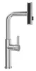 A silver kitchen faucet with a pull-out spray head is shown against a white background. Produktbild-Vorschau