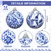 12 Chinoiserie-Kugelornamente, blau-weiß, 6,76 cm, Weihnachtsbaum Produktbild-Vorschau