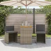 vidaXL 3-tlg. Bistro-Set mit Kissen Grau Poly Rattan Produktbild-Vorschau 3
