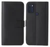 A black flip case for a smartphone is shown open, revealing the phone inside. Produktbild-Vorschau