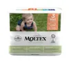 A package of Moltex Pure & Nature Midi diapers with a baby crawling on grass in the background. Podgląd zdjęcia produktu