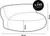 A diagram of a beanbag sofa with dimensions and weight information. Podgląd zdjęcia produktu