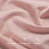 A close-up of pink fabric with icons and text describing product features. Produktbild-Vorschau