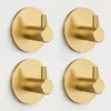 Klebehaken rund 4er Set gold Edelstahl wasserfest ohne Produktbild-Vorschau 1