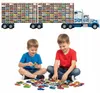 Modellauto-Regal für 160 Autos 1:64 – 2 Wandregale als Setzkasten für Spielzeugautos, US-Truck-Motiv, Weiß, Birken-Sperrholz – mit Modellautos an der Wand Produktbild-Vorschau