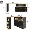 A diagram showing the dimensions and features of a bar table with storage. Produktbild-Vorschau