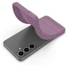 A purple phone case is shown partially covering a gray smartphone. Produktbild-Vorschau