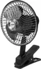 A black and silver clip-on fan with a black base and clip. Anteprima dell’immagine prodotto
