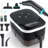 A steam cleaner with multiple attachments is displayed against a white background. Produktbild-Vorschau