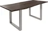 MASSIVMOEBEL24 Baumtisch Akazie 120x90x76 grau Beine silber Produktbild-Vorschau 3