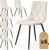 Set di 6 Sedie in velluto trapuntate MILO Beige gambe nere Anteprima dell’immagine prodotto 1