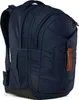 A navy blue satch backpack with brown leather accents. Náhľad obrázku produktu