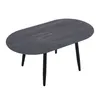 A dark gray oval coffee table with black legs on a white background. Podgląd zdjęcia produktu