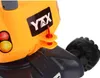 Close-up of a toy construction vehicle, showing a logo and a red locking mechanism. Náhľad obrázku produktu