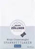 A product image for a baby crib sheet, featuring branding and product details. Produktbild-Vorschau