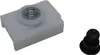 A white plastic sliding nut with a metal insert and a black screw are shown against a white background. Produktbild-Vorschau