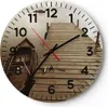 Wanduhr - Rund - Glasuhr - Brücke Boot Sepia - 30x30cm - Produktbild-Vorschau 1