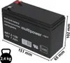 A black lead-acid battery with dimensions and weight indicated. Produktbild-Vorschau
