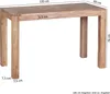A wooden dining table with dimensions indicated by measurement lines and text. Anteprima dell’immagine prodotto