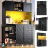 Moderner Buffetschrank 120x40x188cm mit LED Beleuchtung Produktbild-Vorschau 2