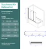 Diagrams and specifications for a shower wall for a bathtub. Produktbild-Vorschau