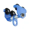 A blue trolley hoist with double wheels is shown against a white background. Produktbild-Vorschau