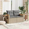 vidaXL Gartensofa mit Kissen 2-Sitzer Beige Poly Rattan Produktbild-Vorschau 3