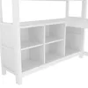 A close-up view of a white shelving unit with multiple compartments. Produktbild-Vorschau