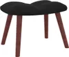 A black upholstered stool with wooden legs on a white background. Produktbild-Vorschau