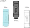 Three different colored LED book lights are displayed side-by-side, each labeled with its color. Produktbild-Vorschau