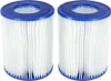 Two white pool filter cartridges with blue tops and bottoms are shown side-by-side against a white background. Produktbild-Vorschau