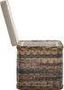 A side view of a woven storage basket with its lid open, revealing the interior. Produktbild-Vorschau