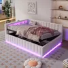 A modern bedroom with a beige upholstered daybed featuring LED lighting and storage. Náhled obrázku produktu