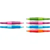 A collection of colorful ergonomic pens arranged in two columns against a white background. Produktbild-Vorschau