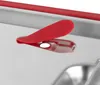 A close-up of a red latch on a silver container. Produktbild-Vorschau