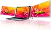 A laptop with two attached screens, displaying colorful flower images. Produktbild-Vorschau