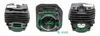 Three views of a chainsaw cylinder with dimensions marked. Anteprima dell’immagine prodotto