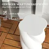 A white ceramic stool with a twisted design sits on a wooden deck, with text overlays highlighting product features. Anteprima dell’immagine prodotto