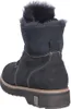A rear view of a black boot with white stitching and a shearling lining. Anteprima dell’immagine prodotto