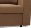 A close-up view of the corner of a brown sofa. Produktbild-Vorschau