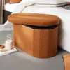 Składana owalna ławka z tkaniny bouclé, 72 x 39 cm, MOKA Podgląd zdjęcia produktu 3