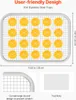 A product image showcasing a dehydrator tray with orange slices, along with close-ups of its features and a representation of fruit rolls. Podgląd zdjęcia produktu