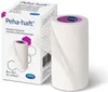 A product shot of a roll of cohesive conforming bandage and its packaging. Produktbild-Vorschau