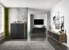 A modern living room with a TV and entertainment units. Produktbild-Vorschau