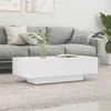 A white coffee table is placed in front of a gray sofa in a living room setting. Produktbild-Vorschau