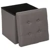 A grey fabric storage ottoman with its lid open. Podgląd zdjęcia produktu