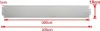 A long, thin, gray metal panel with dimensions indicated by red lines and text. Produktbild-Vorschau