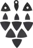 A collection of triangular sanding and cutting attachments for a multi-tool, arranged in rows on a white background. Podgląd zdjęcia produktu
