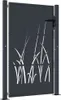 A dark gray metal garden gate with a cut-out grass design. Produktbild-Vorschau